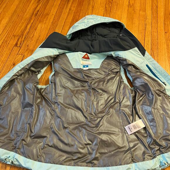 Columbia Vest Womens Large Omni Heat Hooded Down Jacket Light Blue * - Picture 8 of 13